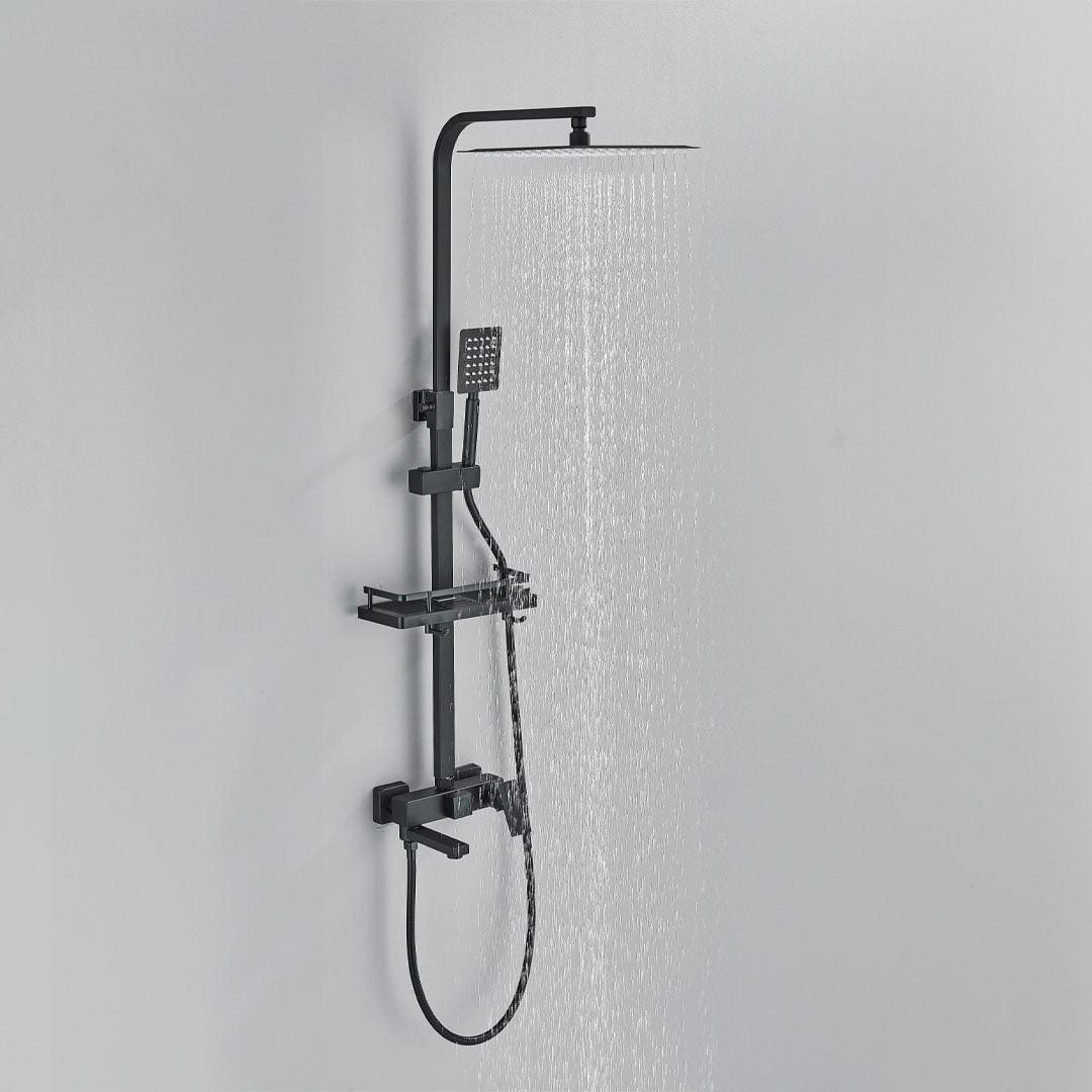 Coloana de dus, cu para patrata si efect de ploaie, negru, cod 1615