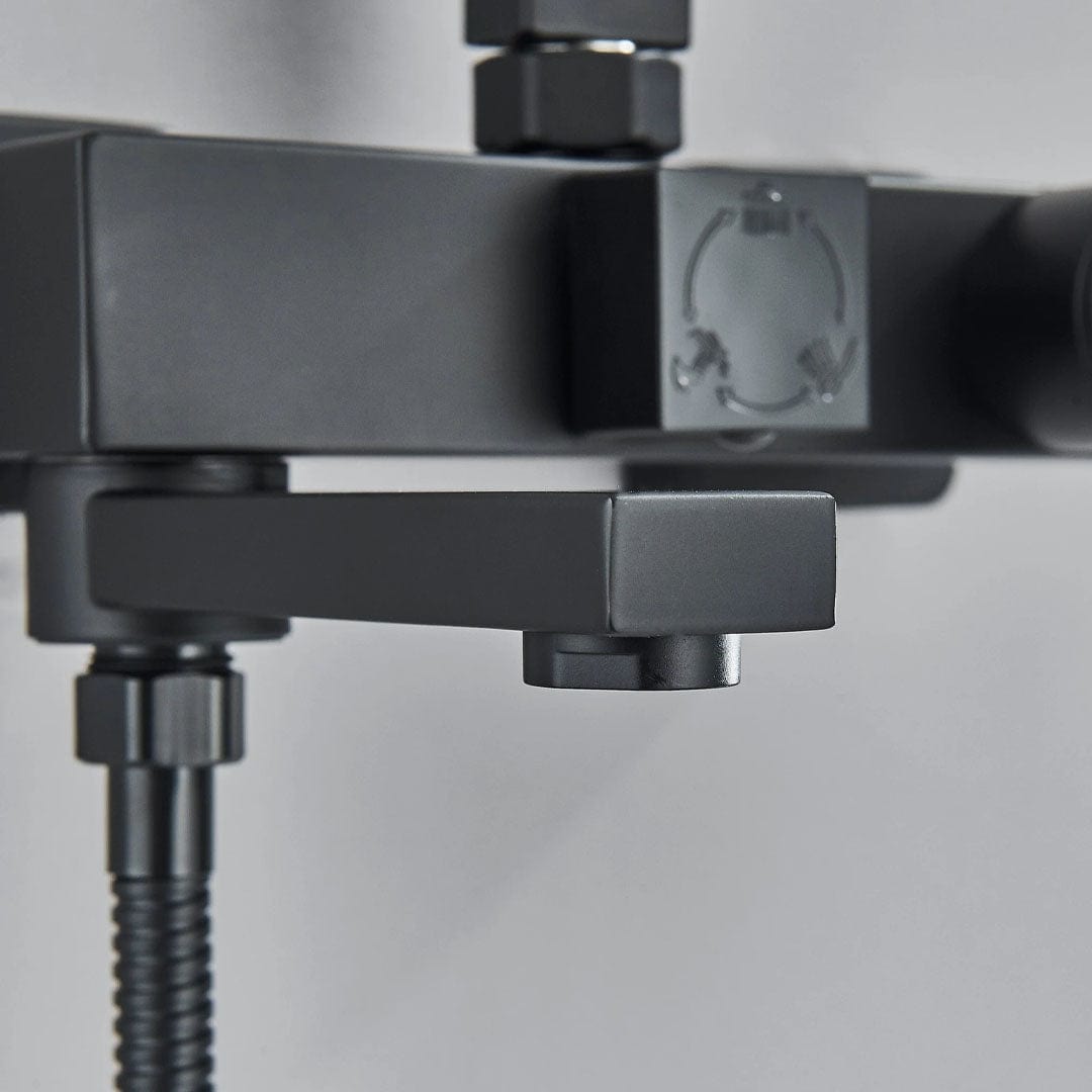 Coloana de dus, cu para patrata si efect de ploaie, negru, cod 1615