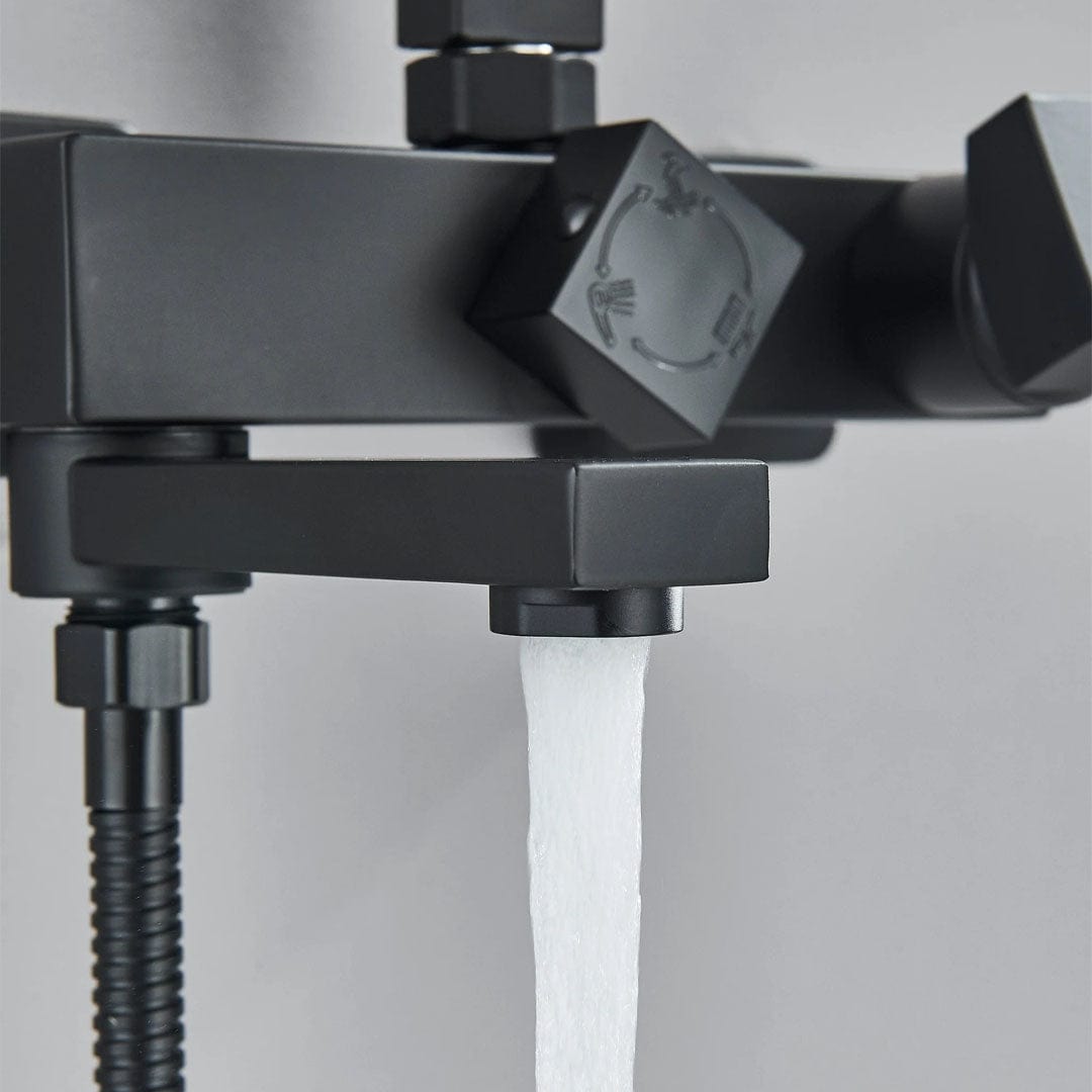 Coloana de dus, cu para patrata si efect de ploaie, negru, cod 1615