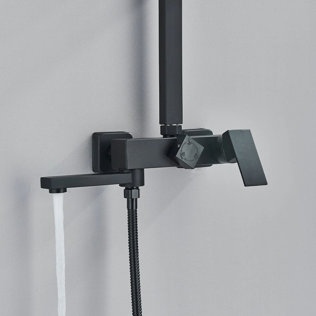 Coloana de dus, cu para patrata si efect de ploaie, negru, cod 1615