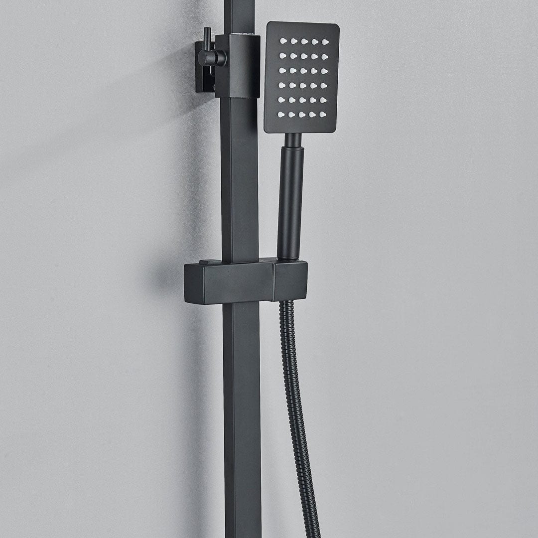 Coloana de dus, cu para patrata si efect de ploaie, negru, cod 1615