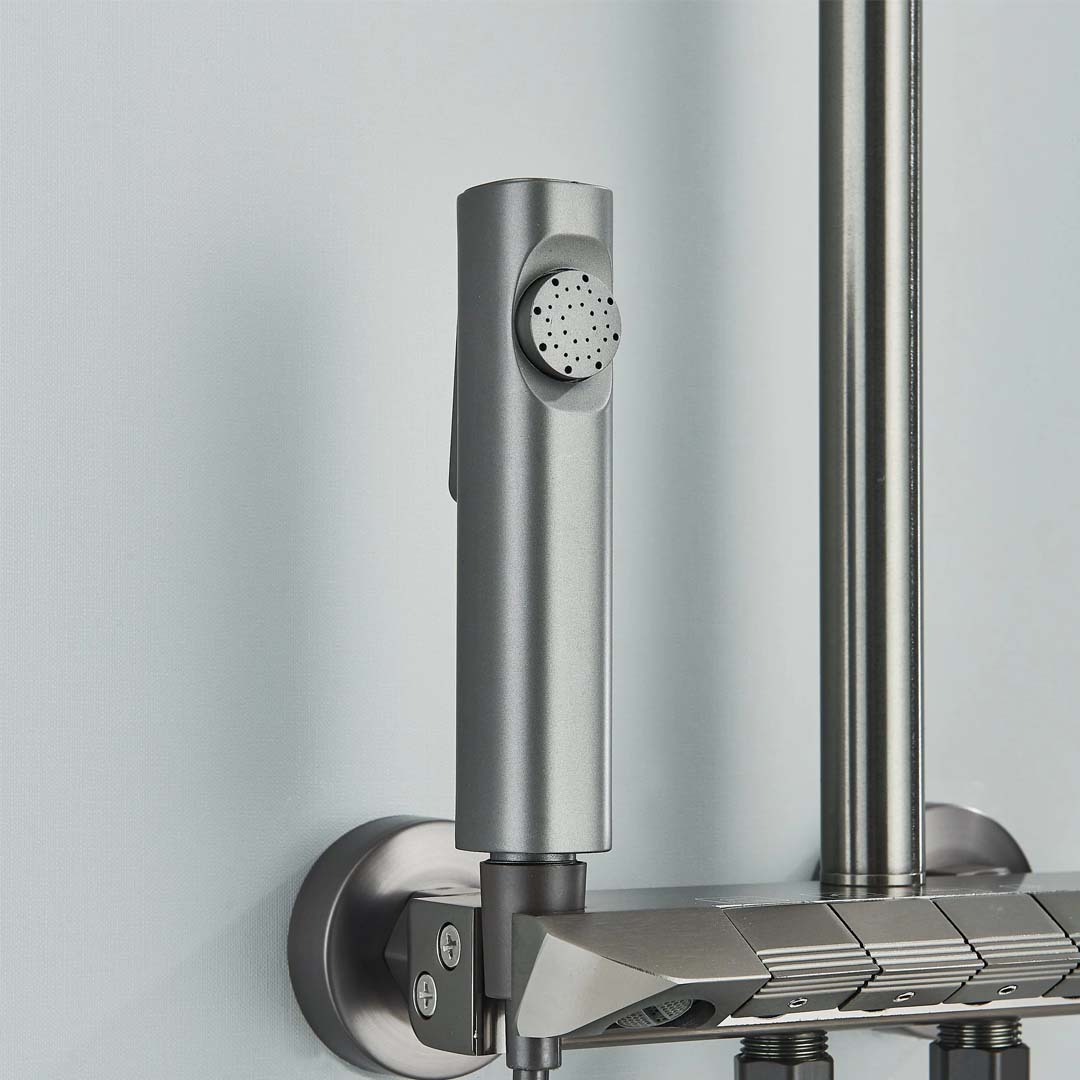 Coloana de dus cu termostat, 4 functii de curgere, gri, cod 1621