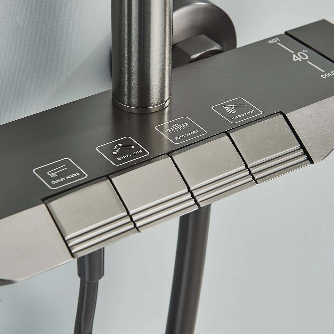 Coloana de dus cu termostat, 4 functii de curgere, gri, cod 1621