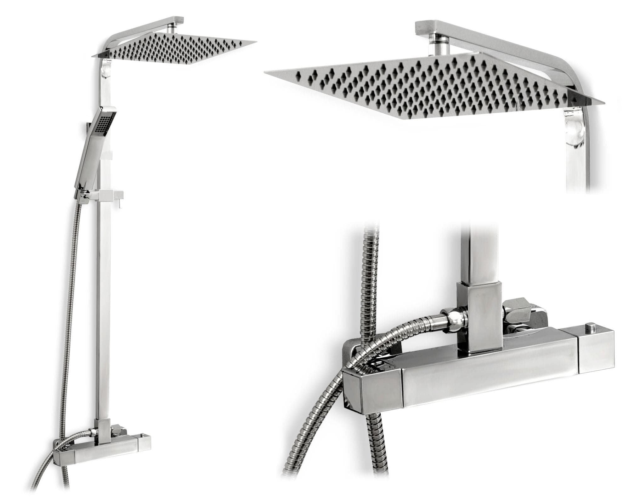 Coloana de dus cu termostat Rea Fenix Milan, argintiu lucios