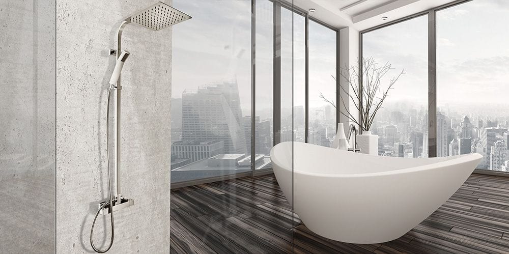 Coloana de dus cu termostat Rea Fenix Milan, argintiu lucios