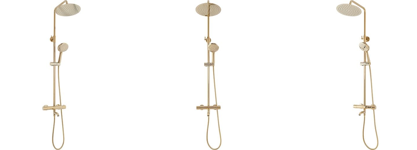 Coloana de dus cu termostat Rea Lungo auriu lucios