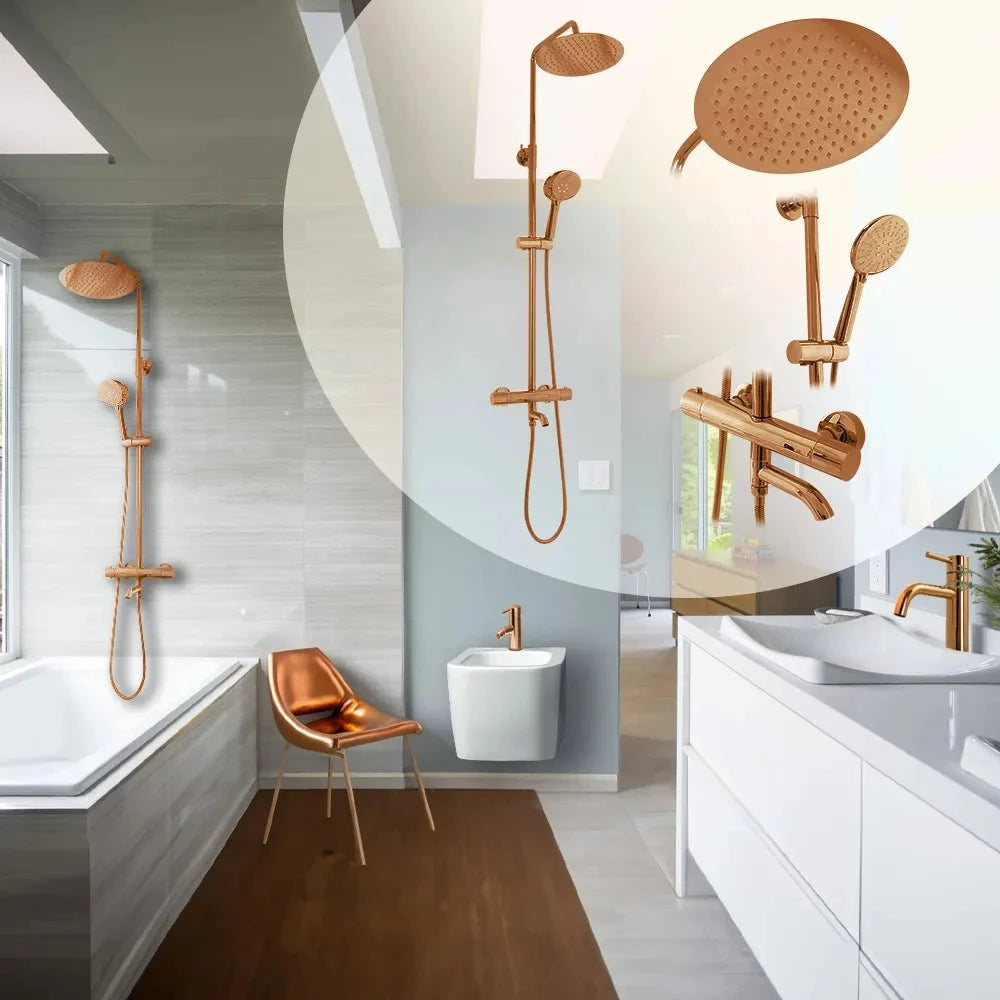 Coloana de dus cu termostat Rea Lungo cupru lucios