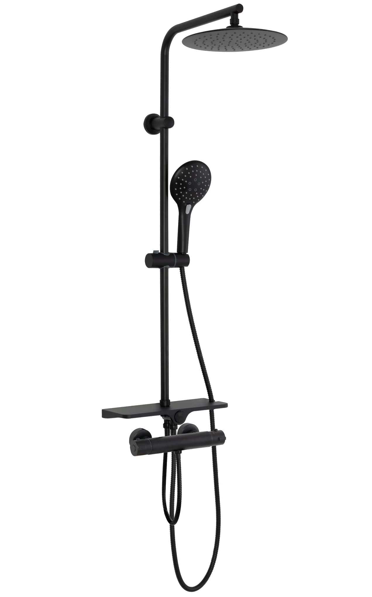 Coloana de dus cu termostat Rea Mike, negru mat