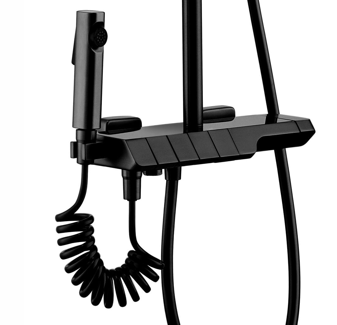 Coloana de dus cu termostat Rea Rob negru mat