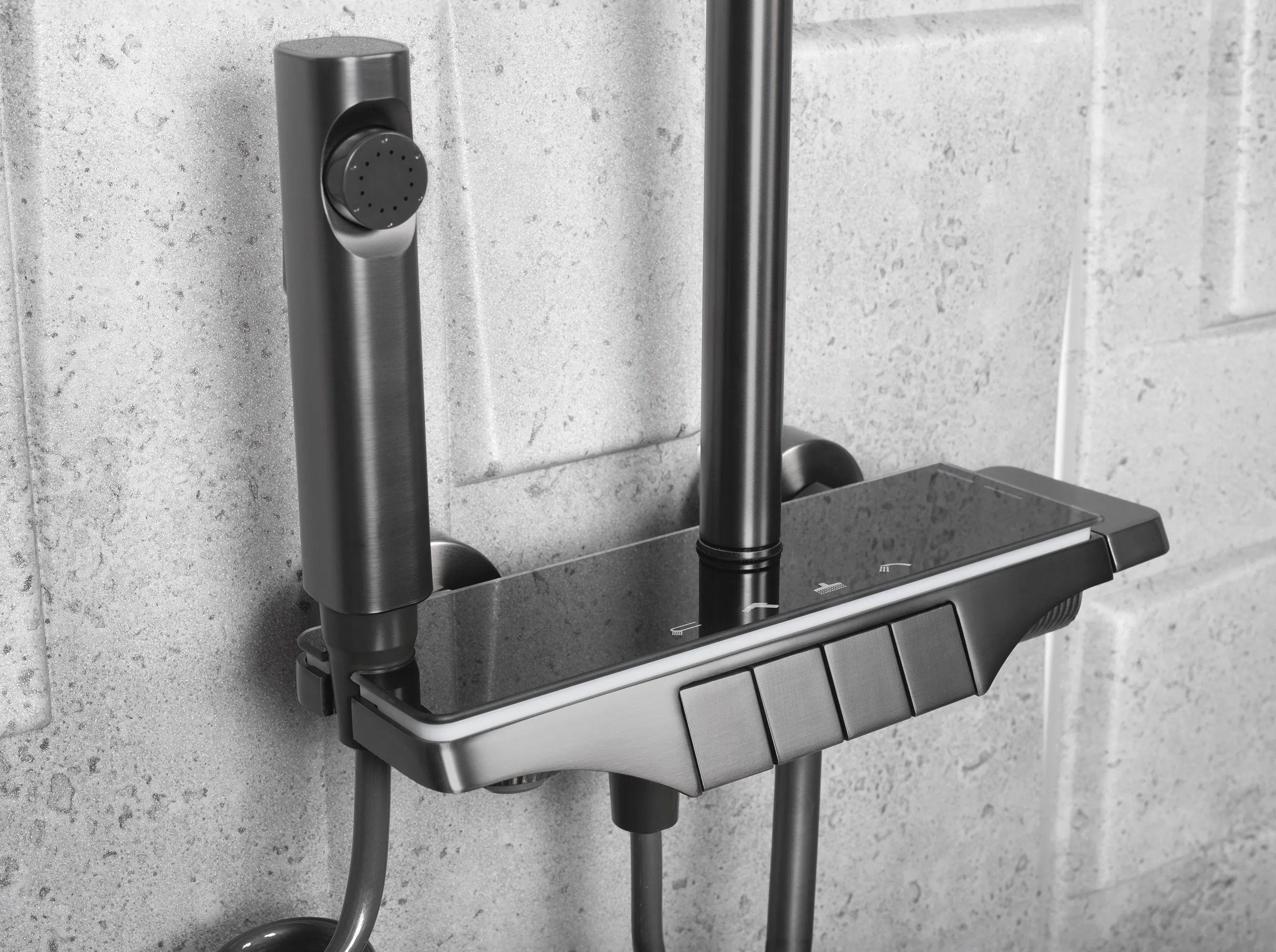 Coloana de dus cu termostat Rea Savio, gri titanium