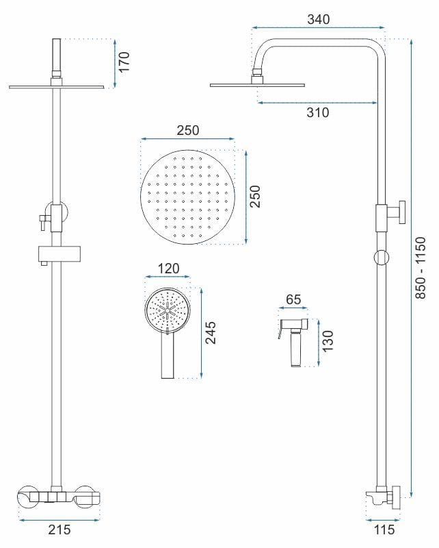 Coloana de dus Rea Max auriu lucios