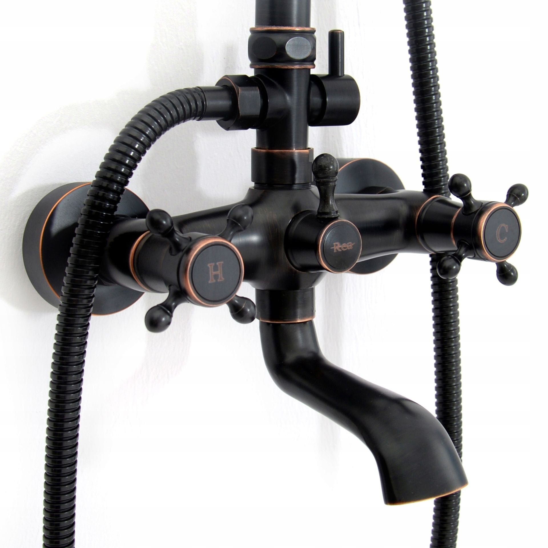 Coloana de dus Rea Retro Old, negru mat