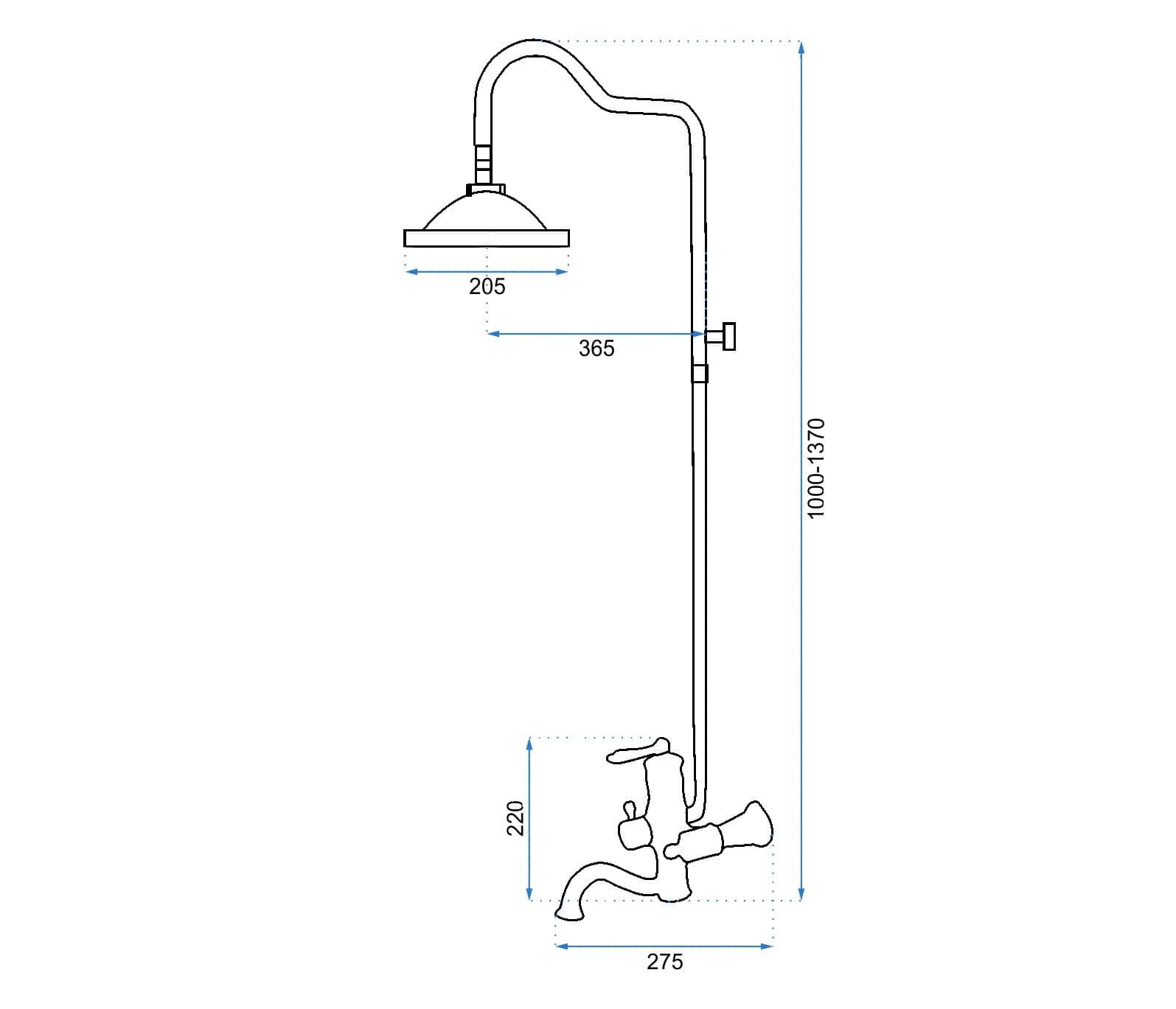 Coloana de dus Rea Vintage, negru mat