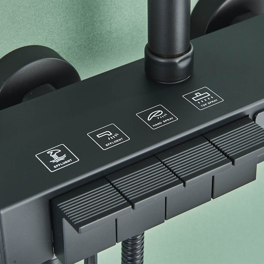 Coloană Duș cu termostat și afișaj de temperatur, negru mat, multiple funcții de curgere, cod 1178