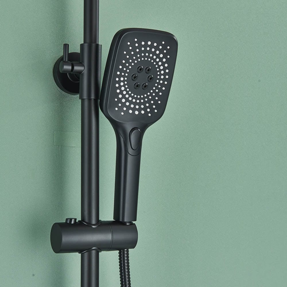 Coloană Duș cu termostat și afișaj de temperatur, negru mat, multiple funcții de curgere, cod 1178