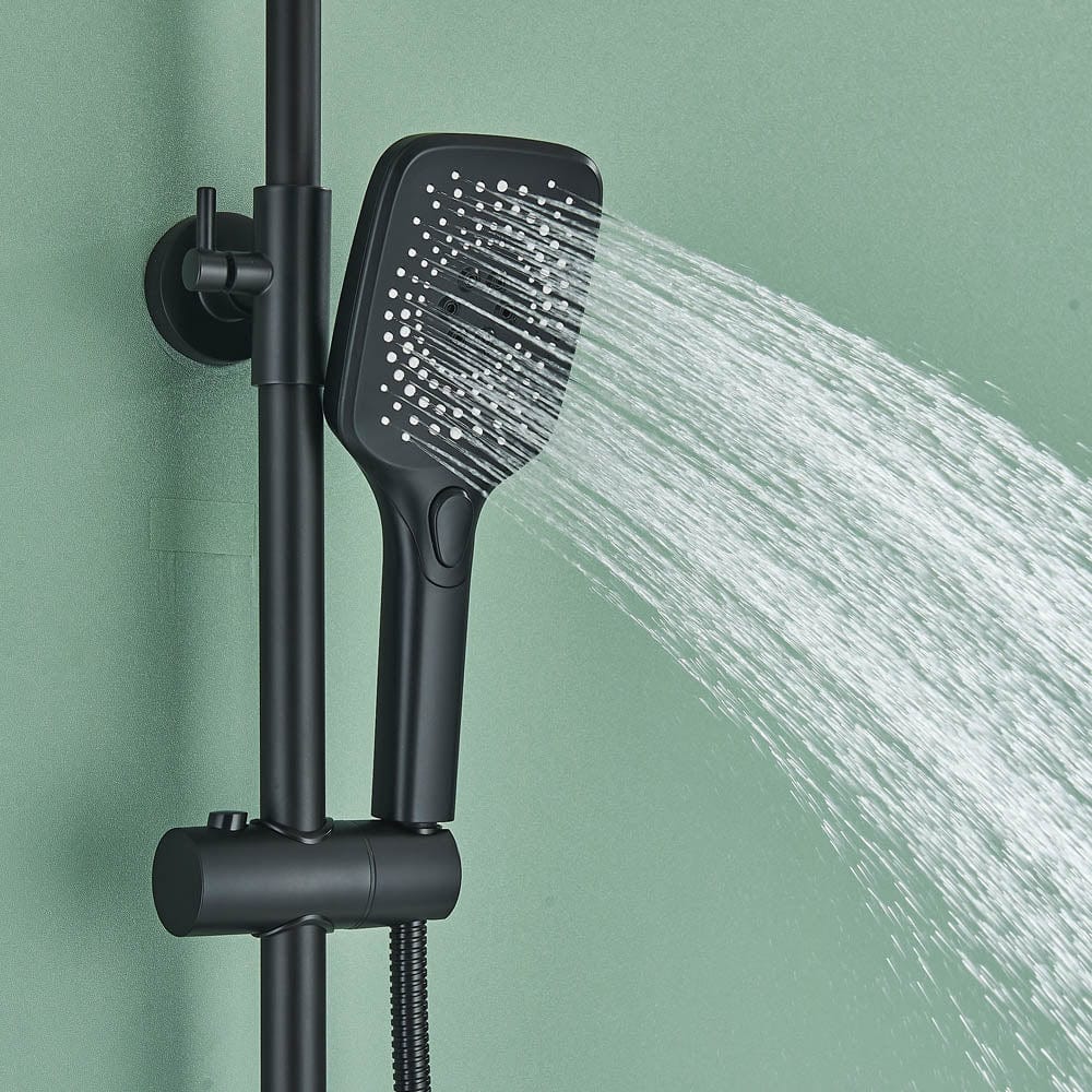 Coloană Duș cu termostat și afișaj de temperatur, negru mat, multiple funcții de curgere, cod 1178