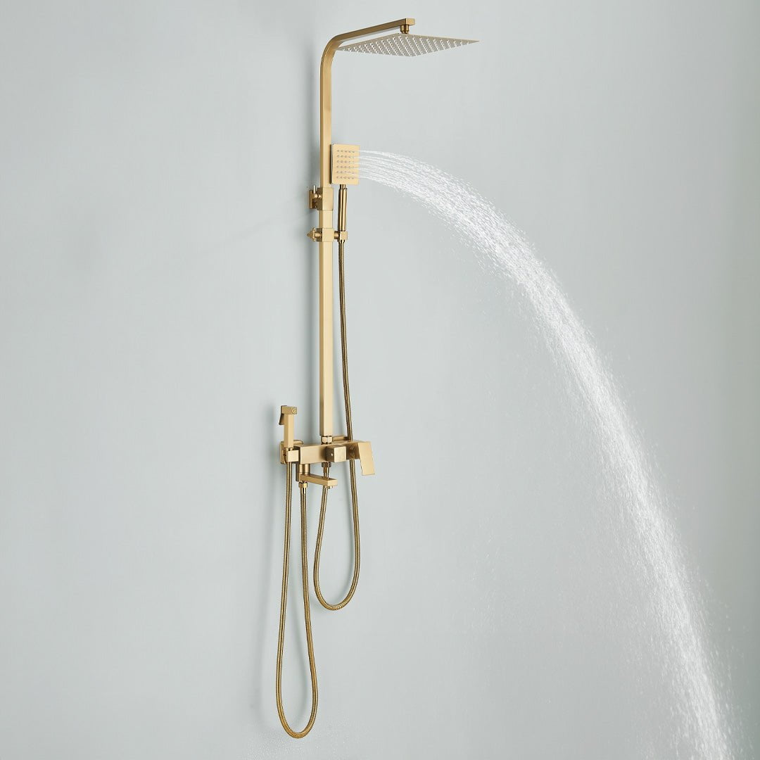 Coloana Dus, auriu mat, cu efect de ploaie, para dus 25 cm, 4 functii de curgere, cod 1193