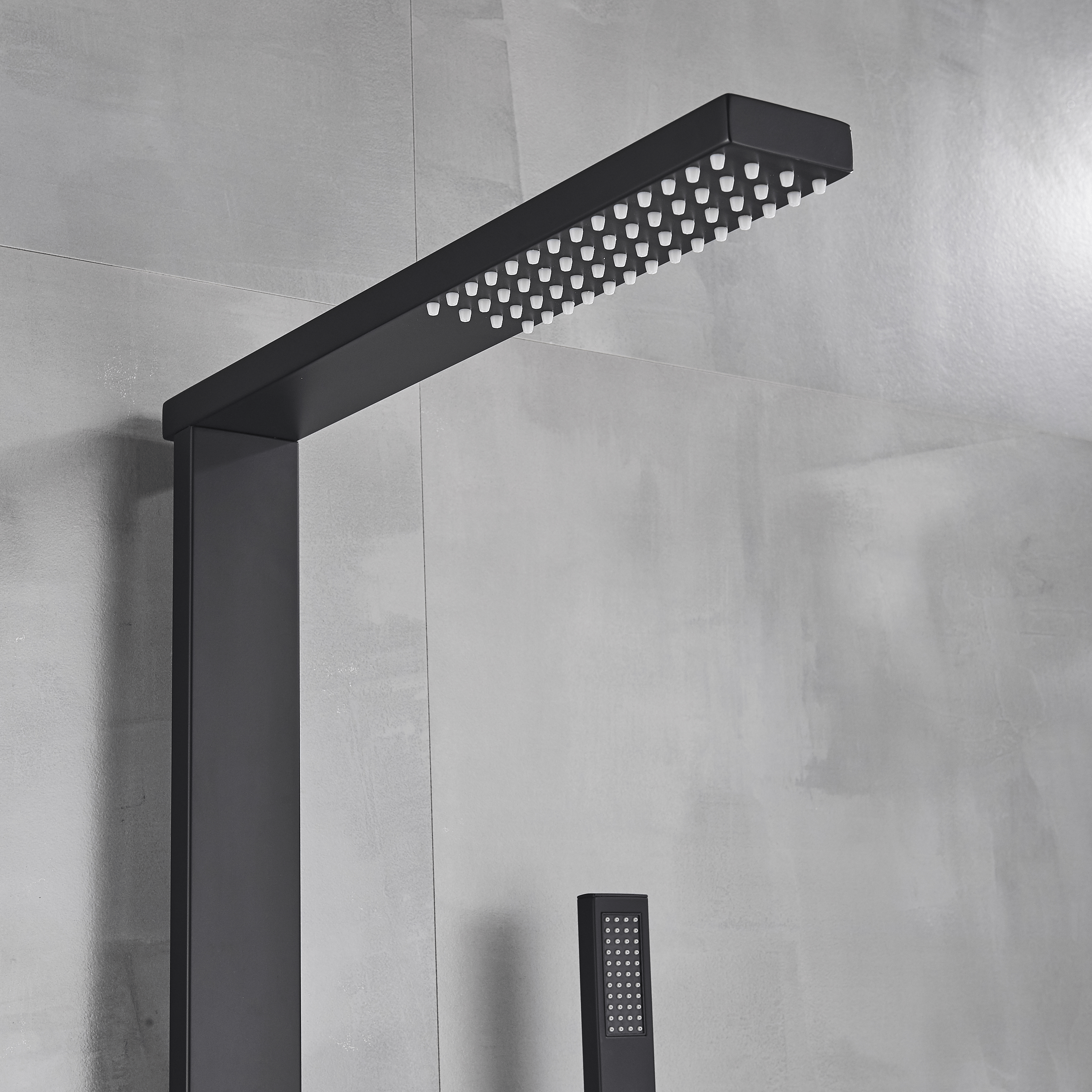 Coloana Dus cadru patrat, cu efect de ploaie, 5 functii de curgere, negru mat, cod 1316