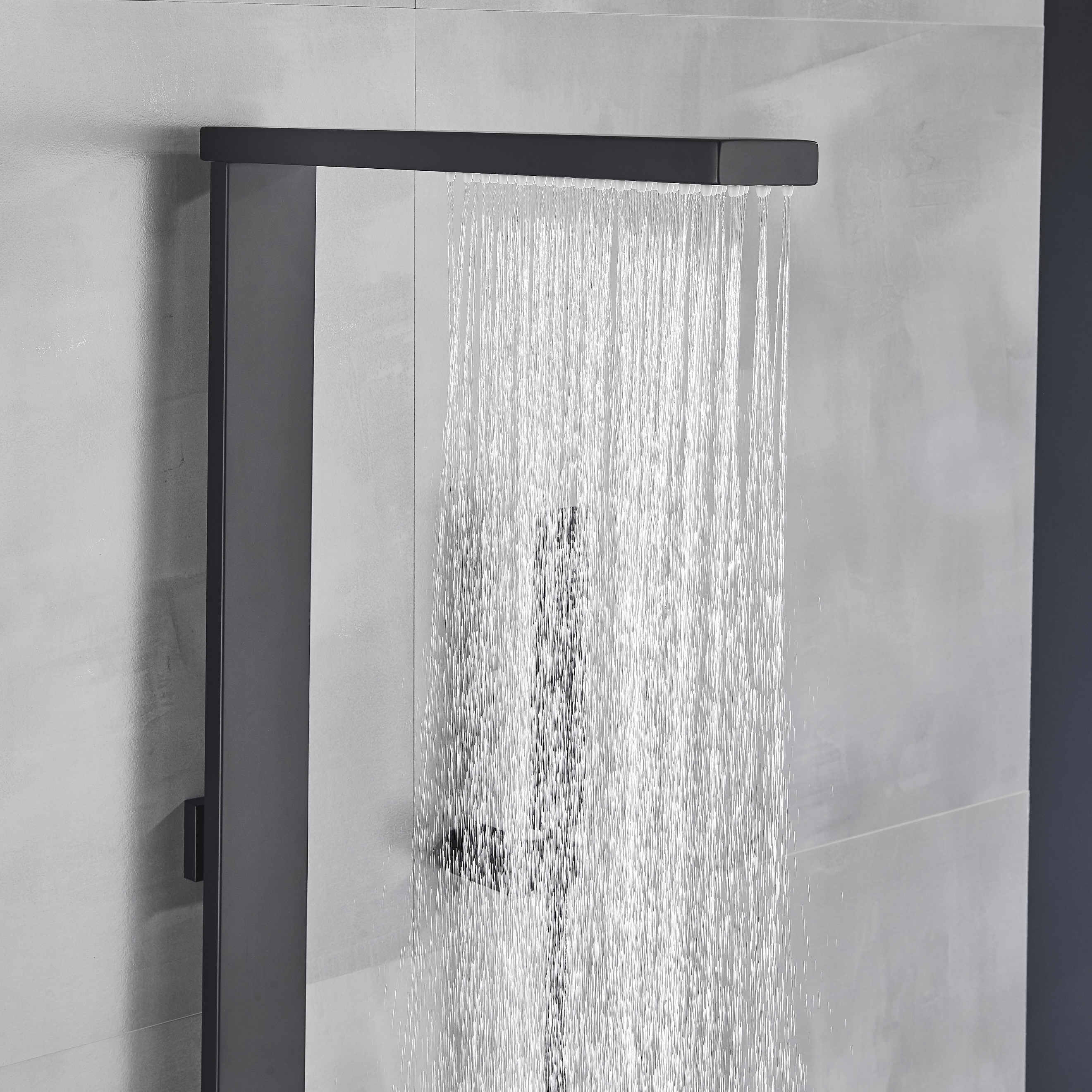 Coloana Dus cadru patrat, cu efect de ploaie, 5 functii de curgere, negru mat, cod 1316
