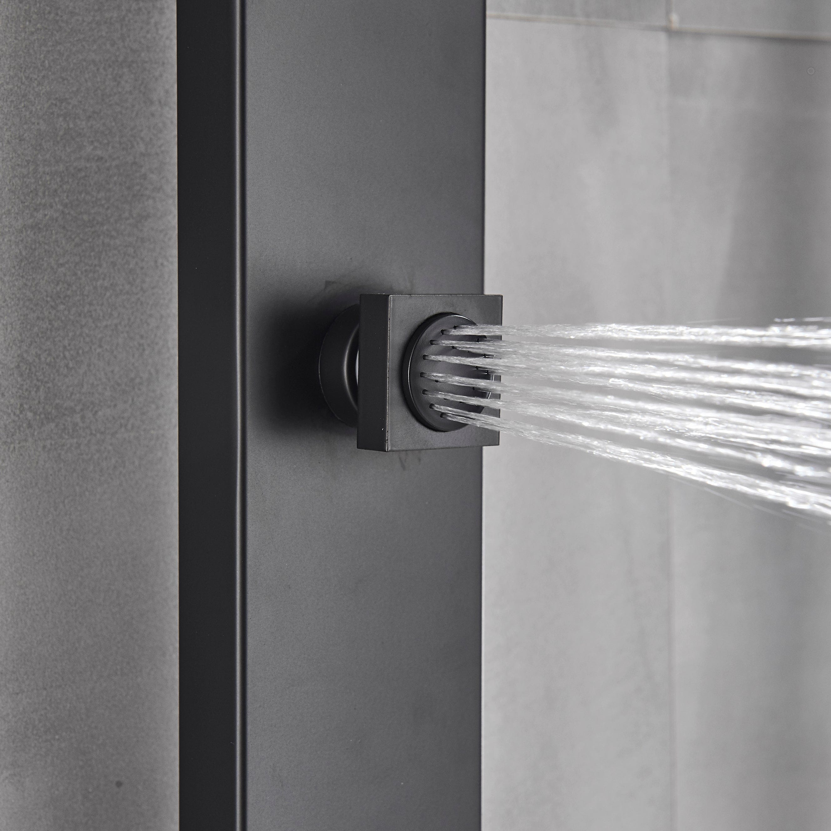 Coloana Dus cadru patrat, cu efect de ploaie, 5 functii de curgere, negru mat, cod 1316