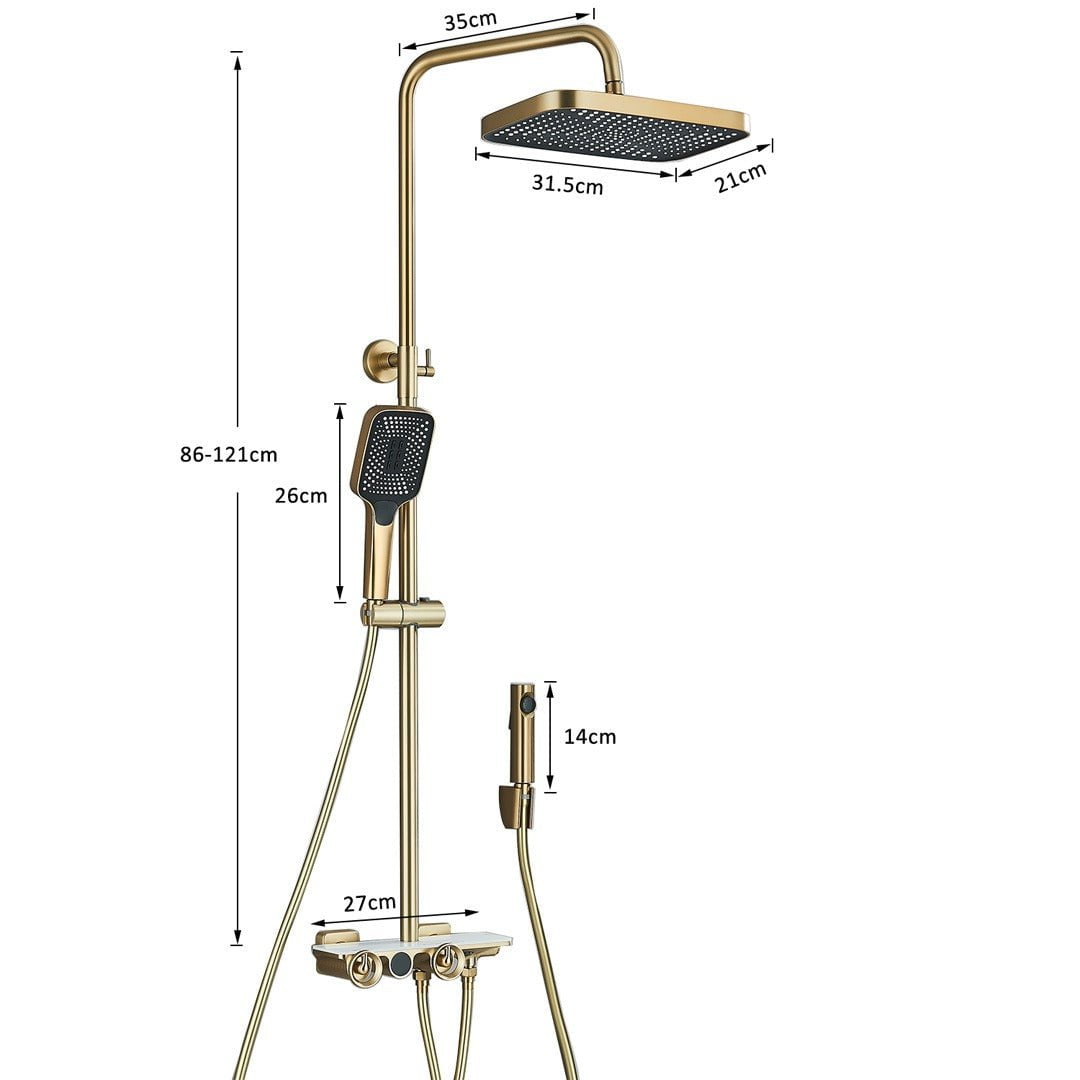 Coloana Dus cu afisaj digital de temperatura, auriu mat, cu efect de ploaie, cod 1580