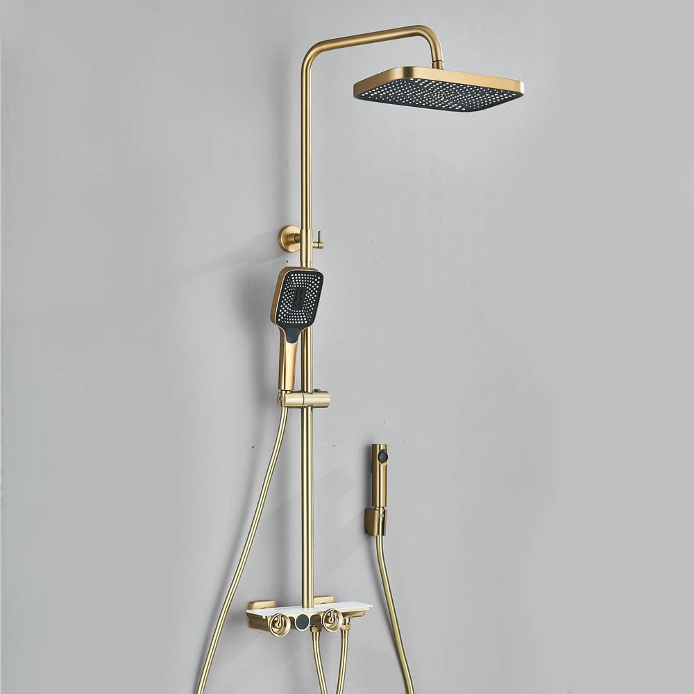 Coloana Dus cu afisaj digital de temperatura, auriu mat, cu efect de ploaie, cod 1580