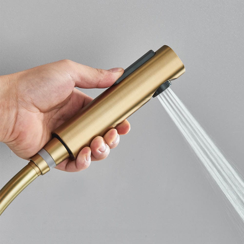 Coloana Dus cu afisaj digital de temperatura, auriu mat, cu efect de ploaie, cod 1580