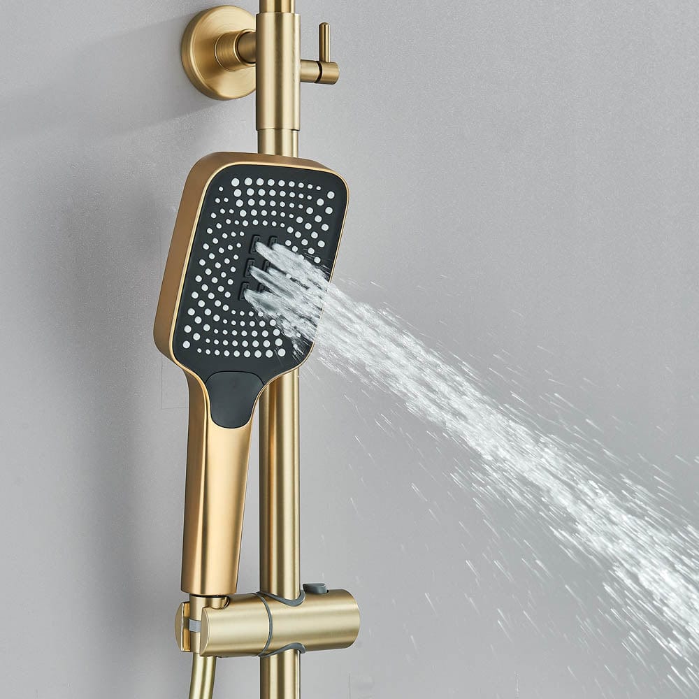 Coloana Dus cu afisaj digital de temperatura, auriu mat, cu efect de ploaie, cod 1580