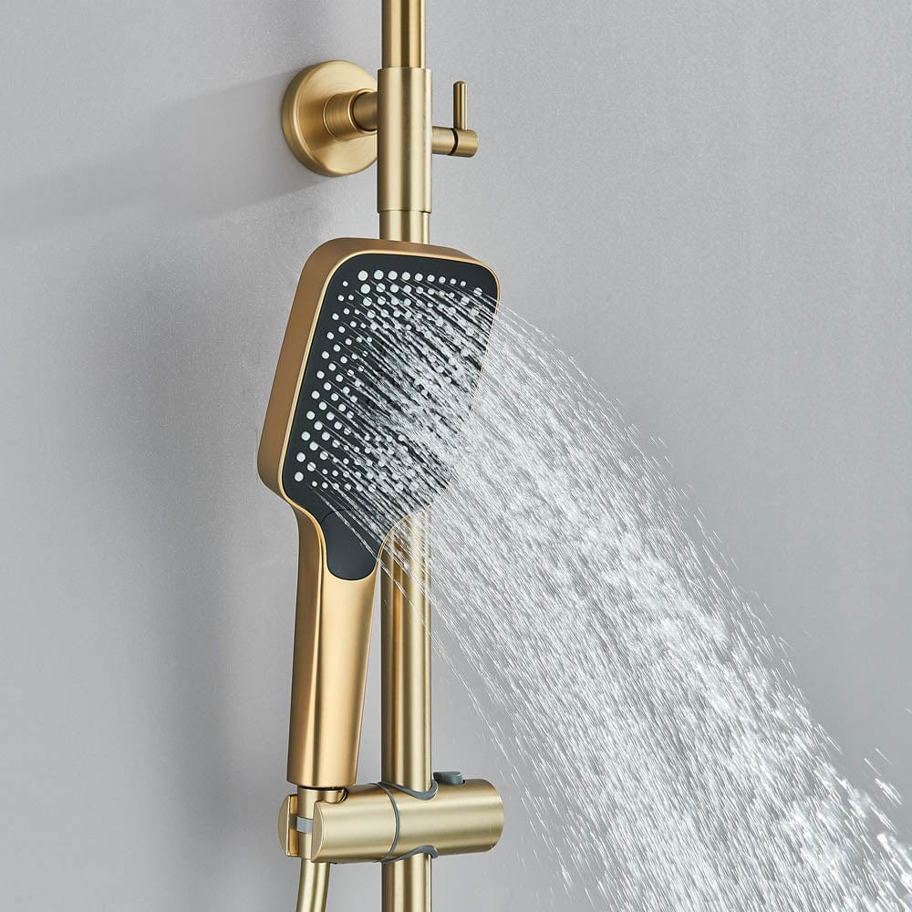 Coloana Dus cu afisaj digital de temperatura, auriu mat, cu efect de ploaie, cod 1580