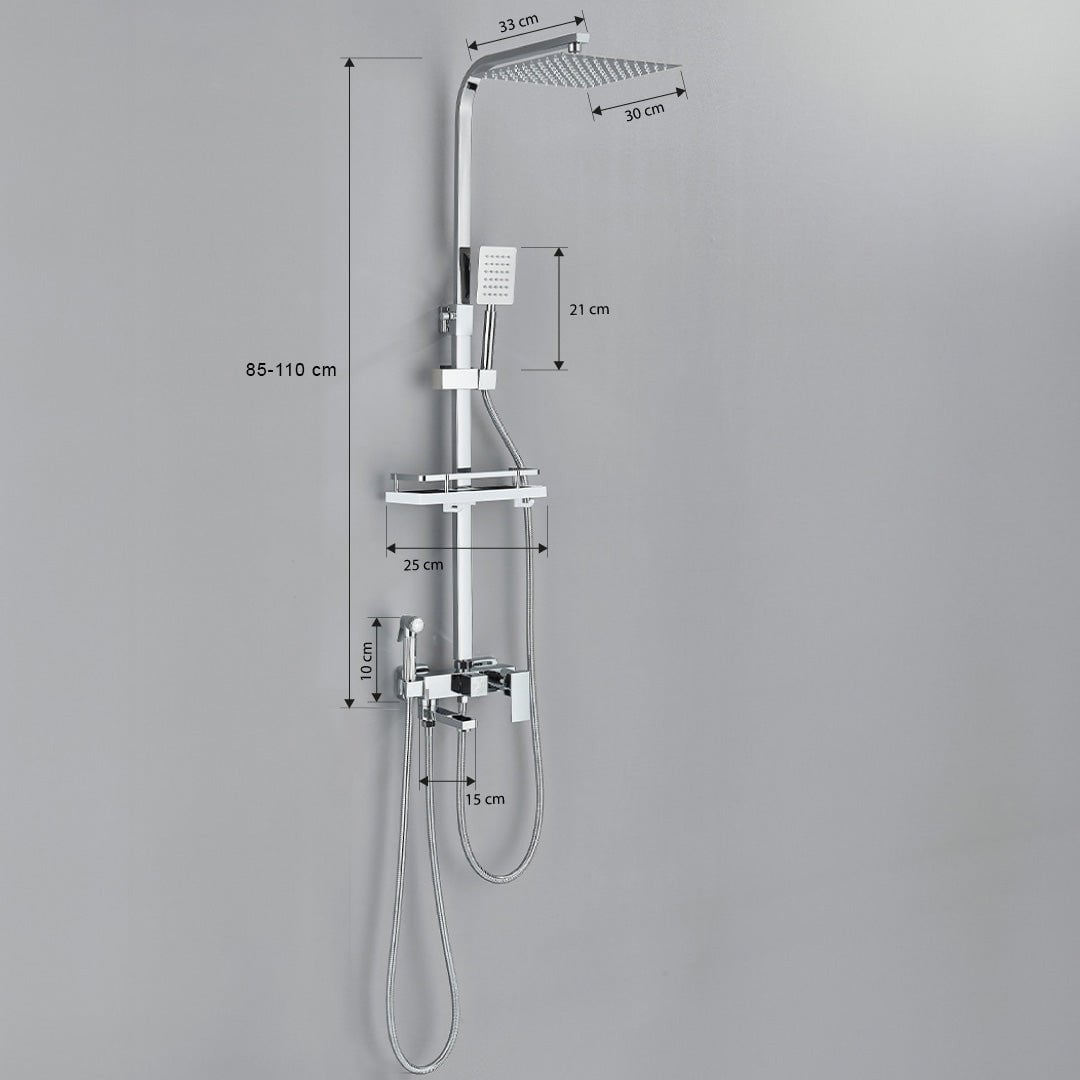 Coloana Dus cu efect de ploaie, 4 functii de curgere, argintiu, cod 1616