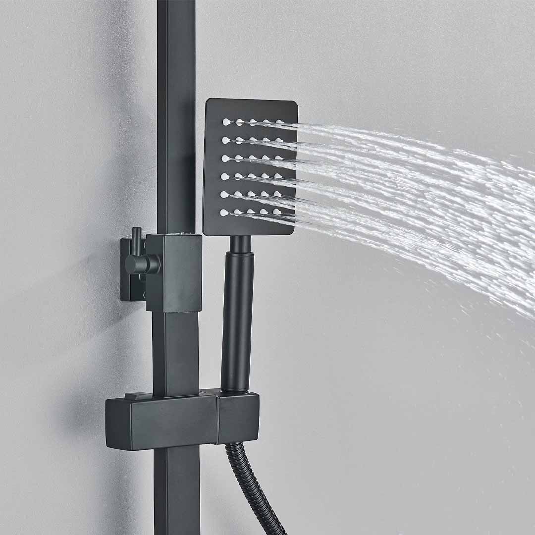 Coloana Dus cu efect de ploaie, 4 functii de curgere, negru mat, cod 1617