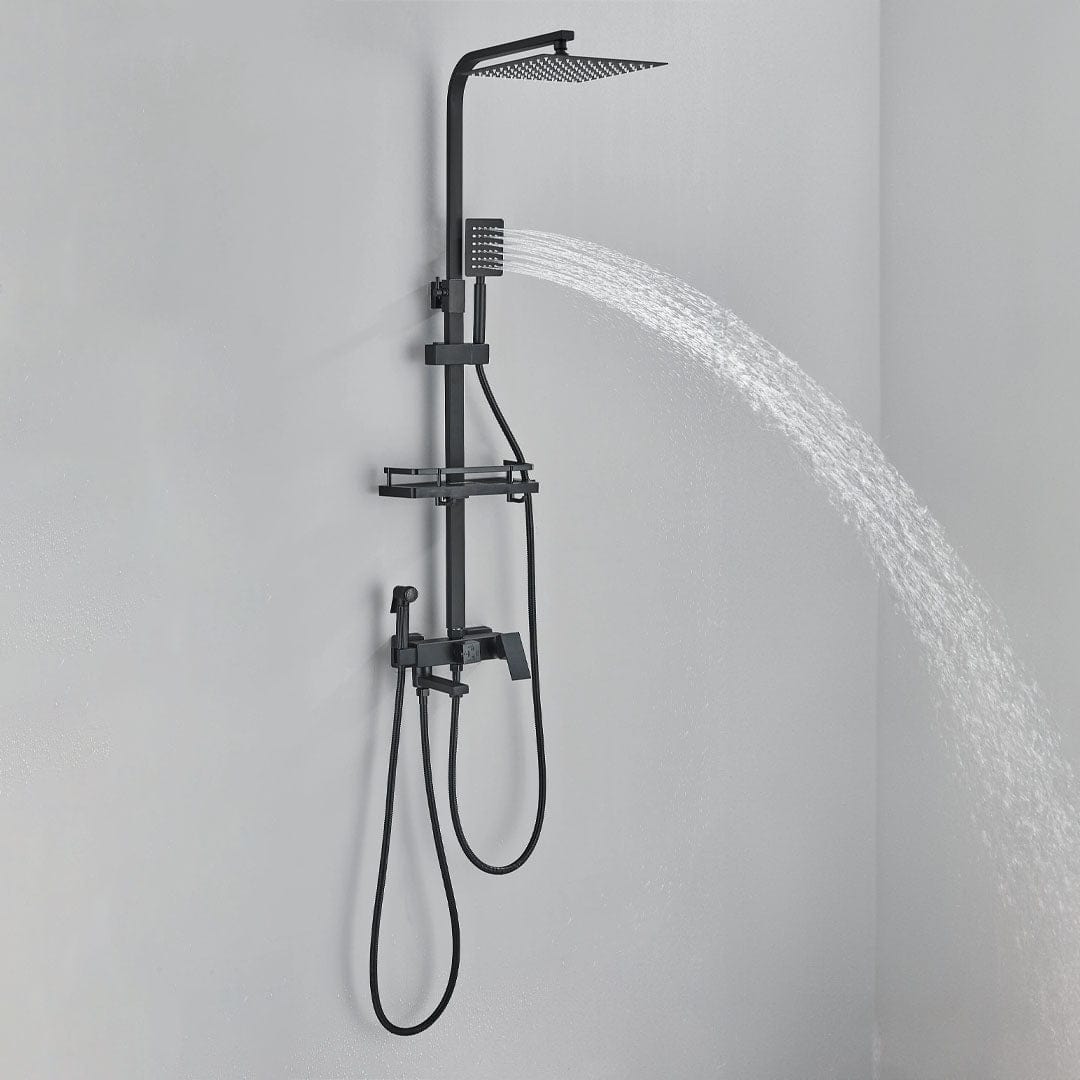 Coloana Dus cu efect de ploaie, 4 functii de curgere, negru mat, cod 1617