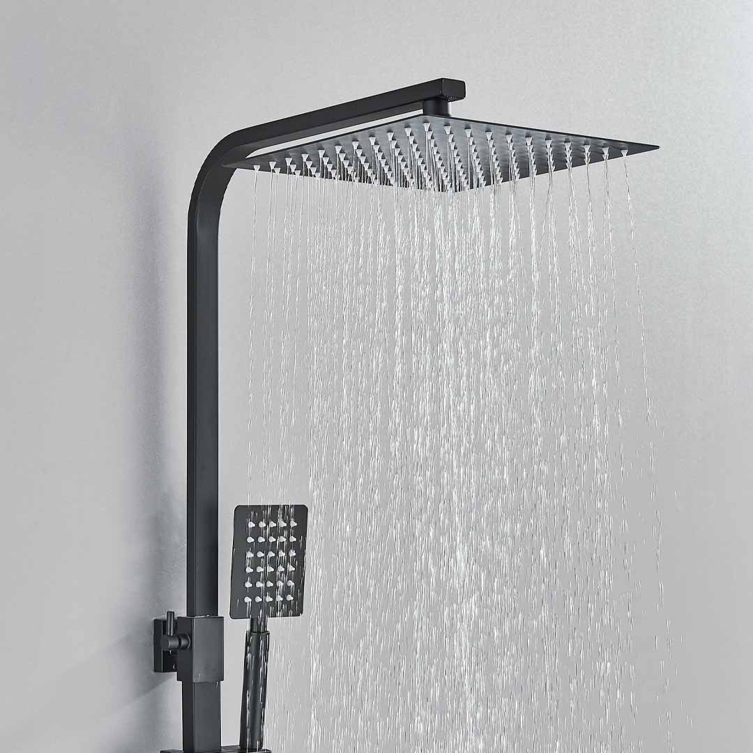 Coloana Dus cu efect de ploaie, 4 functii de curgere, negru mat, cod 1617