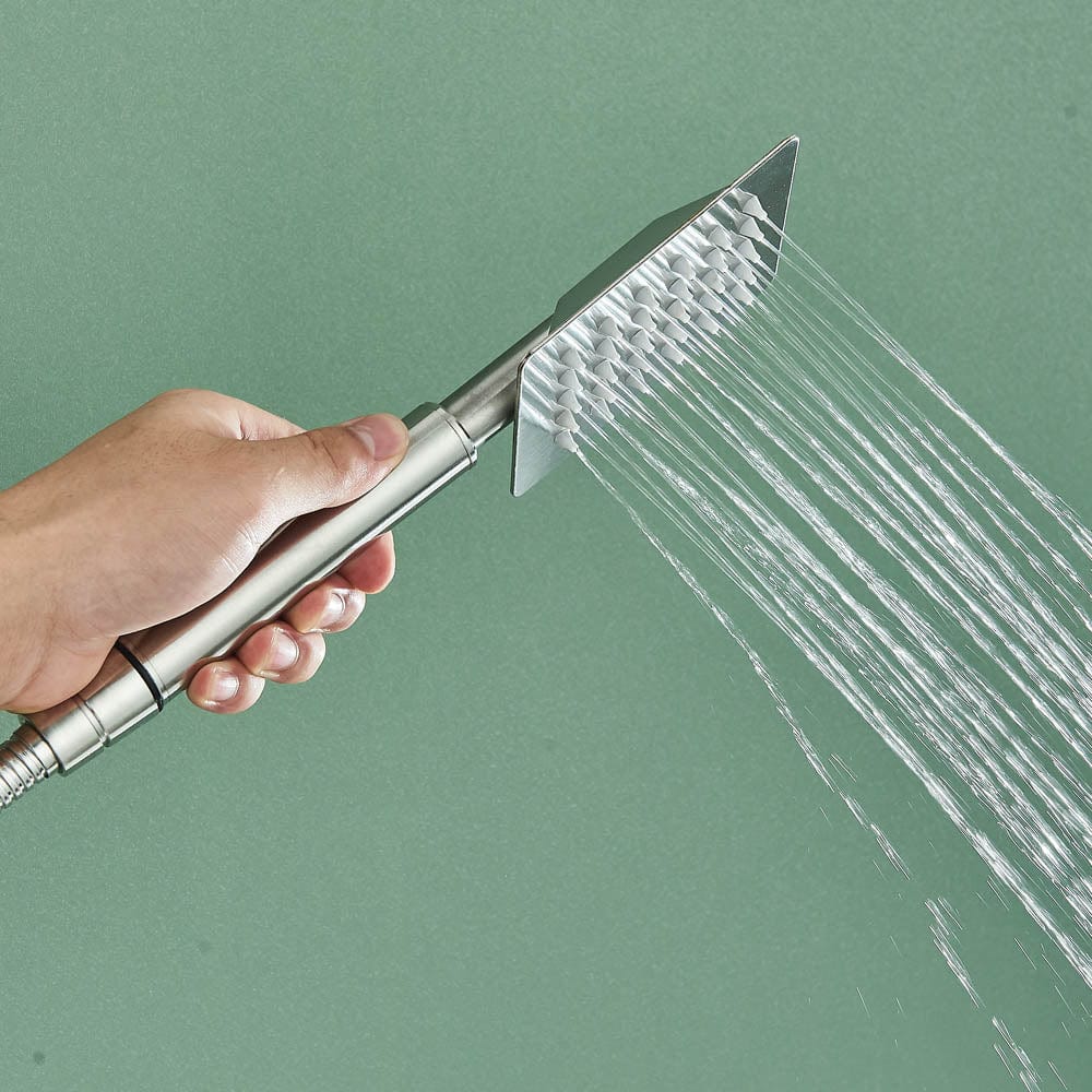 Coloana Dus, cu para patrata si efect de ploaie, argintiu, cod 1436