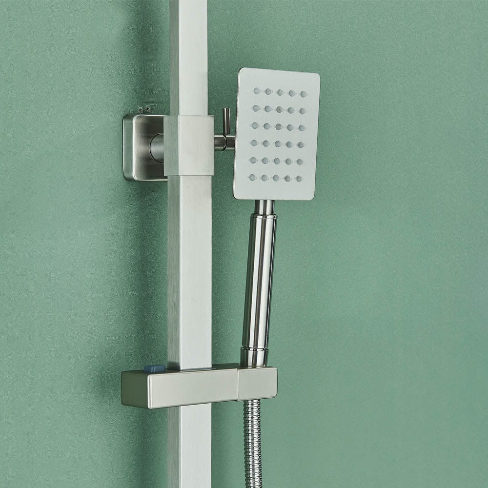 Coloana Dus, cu para patrata si efect de ploaie, argintiu, cod 1436