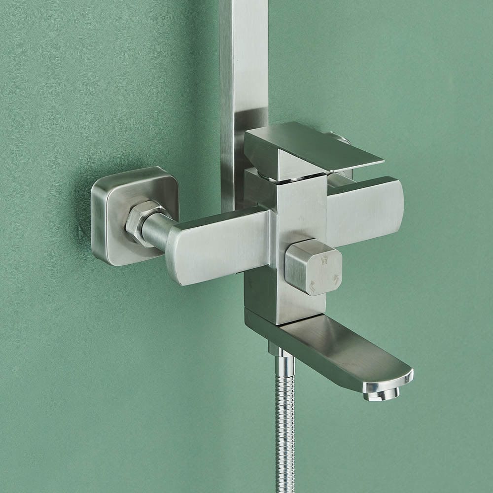 Coloana Dus, cu para patrata si efect de ploaie, argintiu, cod 1436