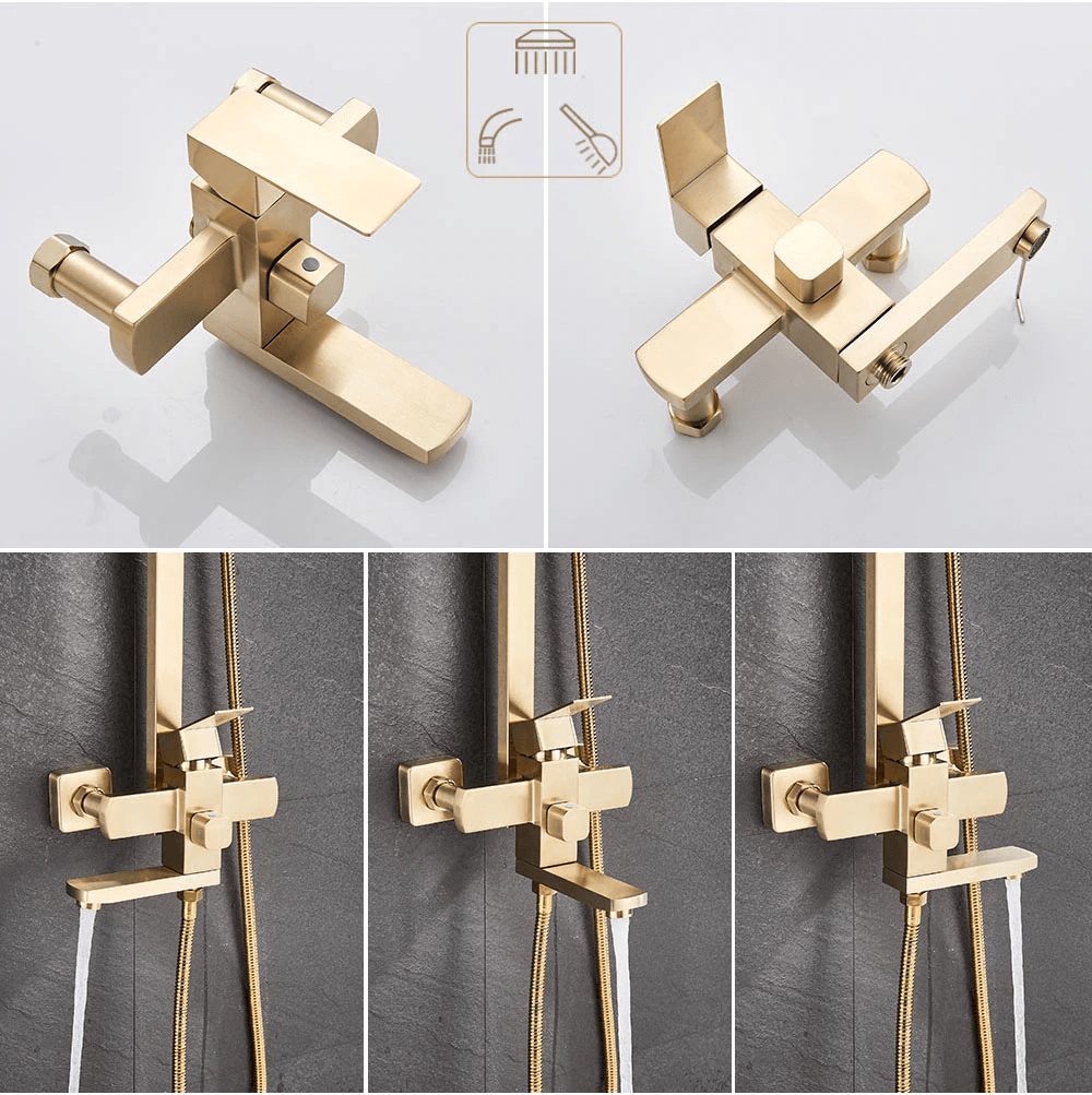 Coloana Dus, cu para patrata si efect de ploaie, auriu nichelat, cod 1261