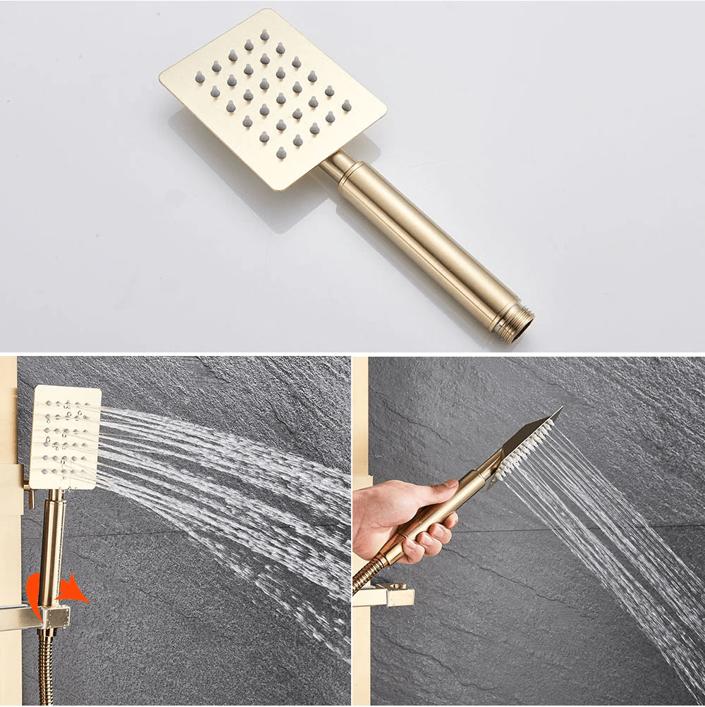 Coloana Dus, cu para patrata si efect de ploaie, auriu nichelat, cod 1261