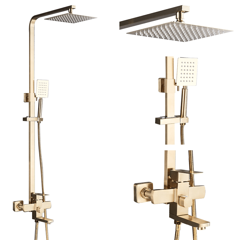 Coloana Dus, cu para patrata si efect de ploaie, auriu nichelat, cod 1261