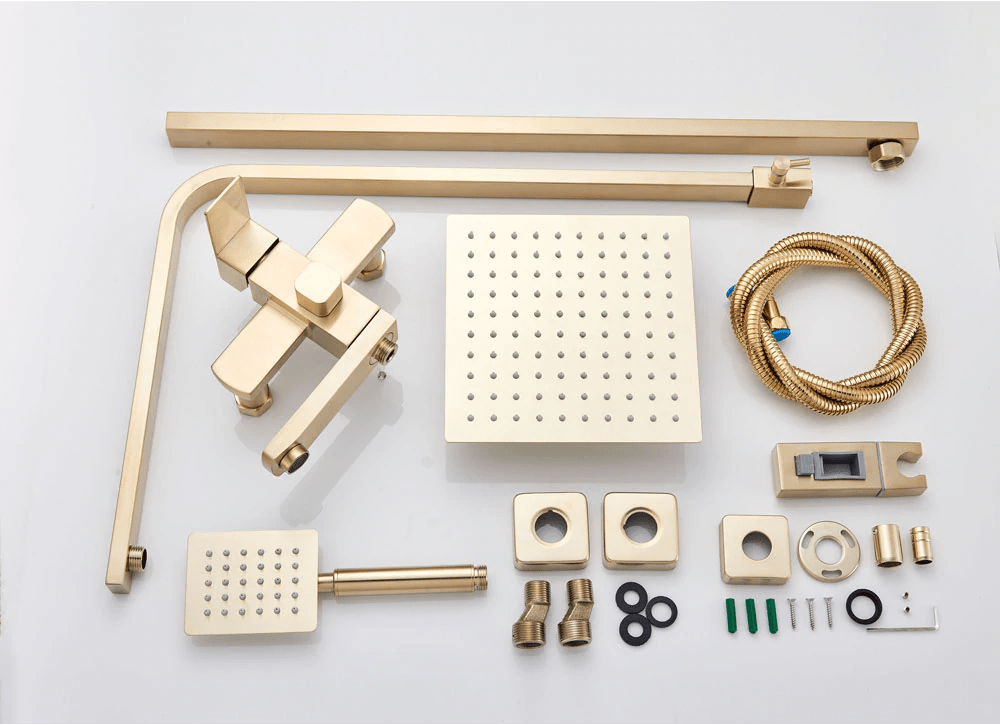 Coloana Dus, cu para patrata si efect de ploaie, auriu nichelat, cod 1261