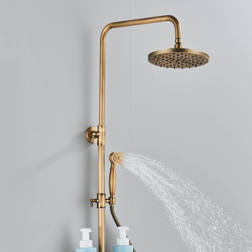 Coloana Dus, cu para rotunda si efect de ploaie, auriu, para ajustabila pe inaltime, cod 1437