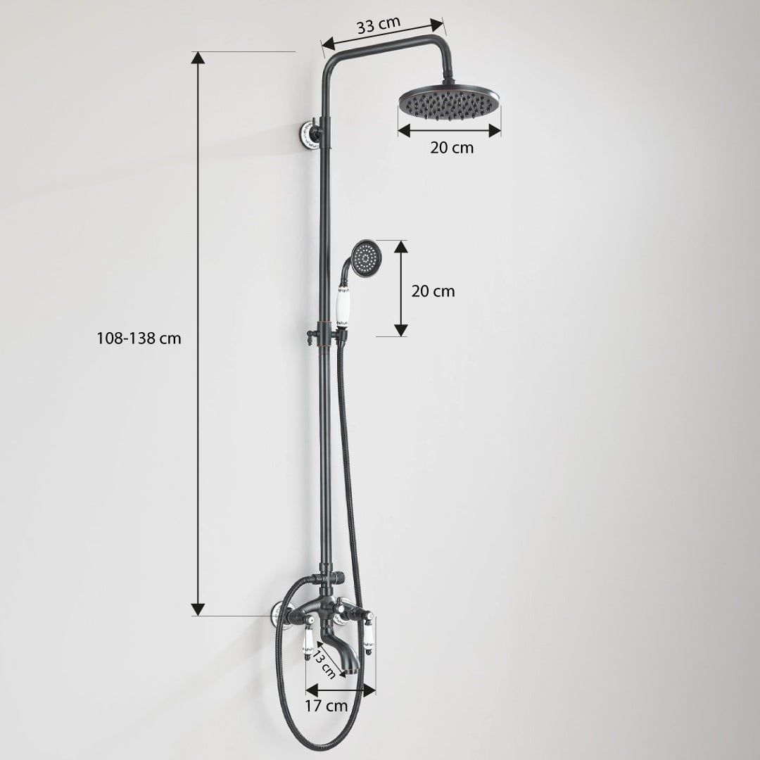 Coloana Dus, cu para rotunda si efect de ploaie, dubla comanda, negru mat, cod 1627