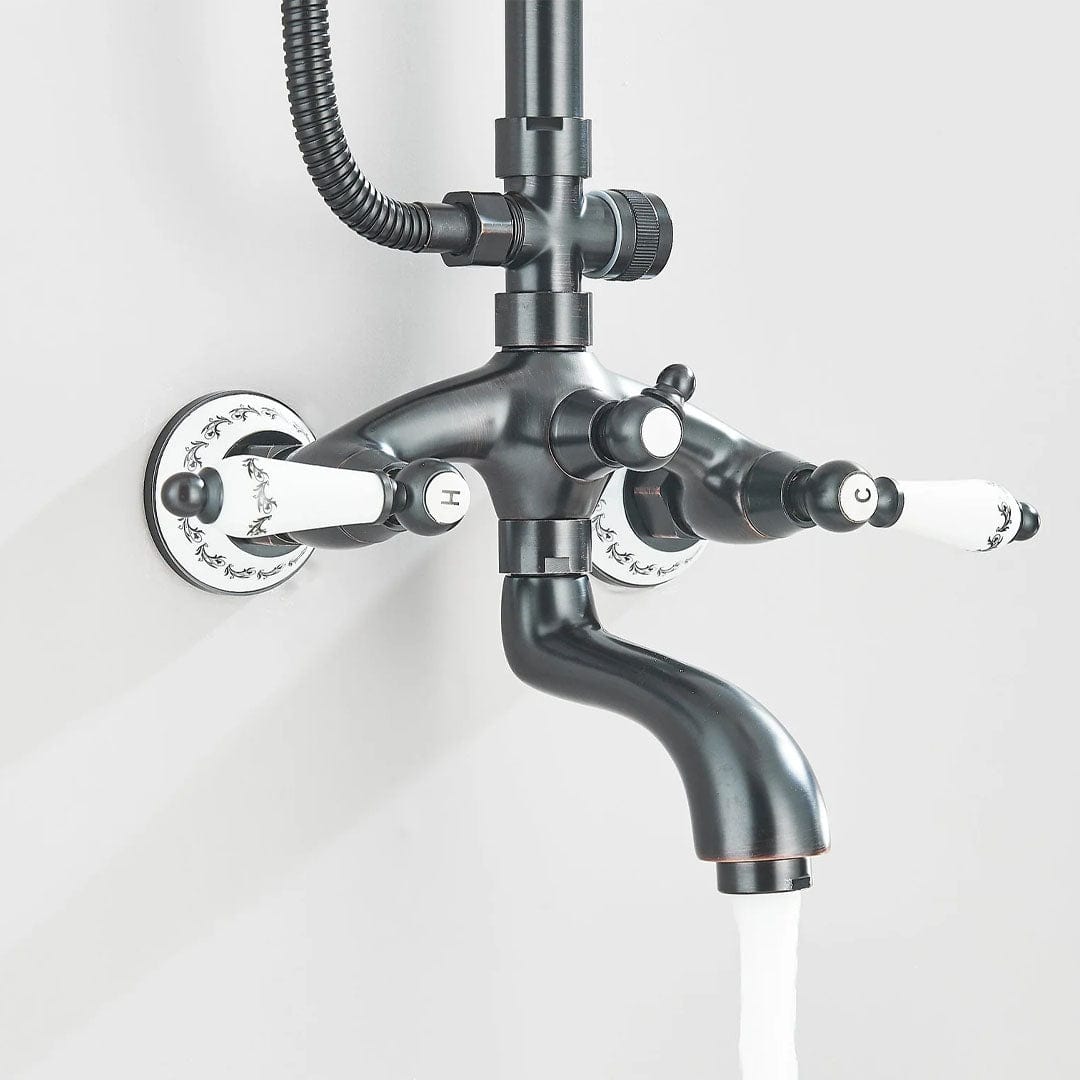 Coloana Dus, cu para rotunda si efect de ploaie, dubla comanda, negru mat, cod 1627