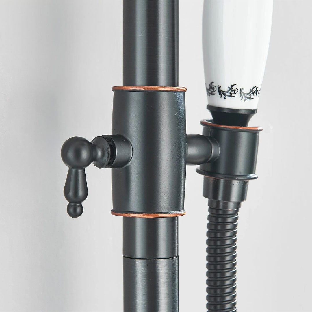 Coloana Dus, cu para rotunda si efect de ploaie, dubla comanda, negru mat, cod 1627