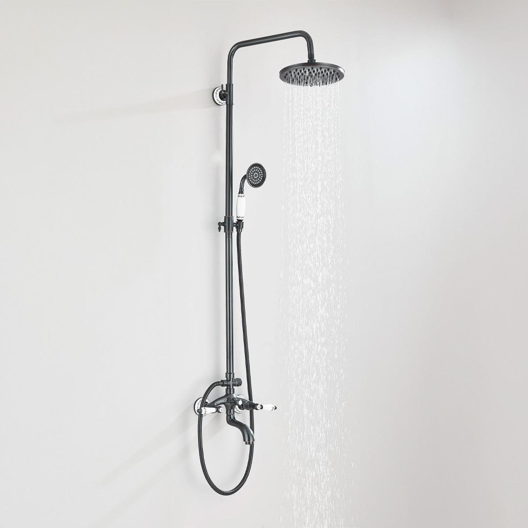 Coloana Dus, cu para rotunda si efect de ploaie, dubla comanda, negru mat, cod 1627