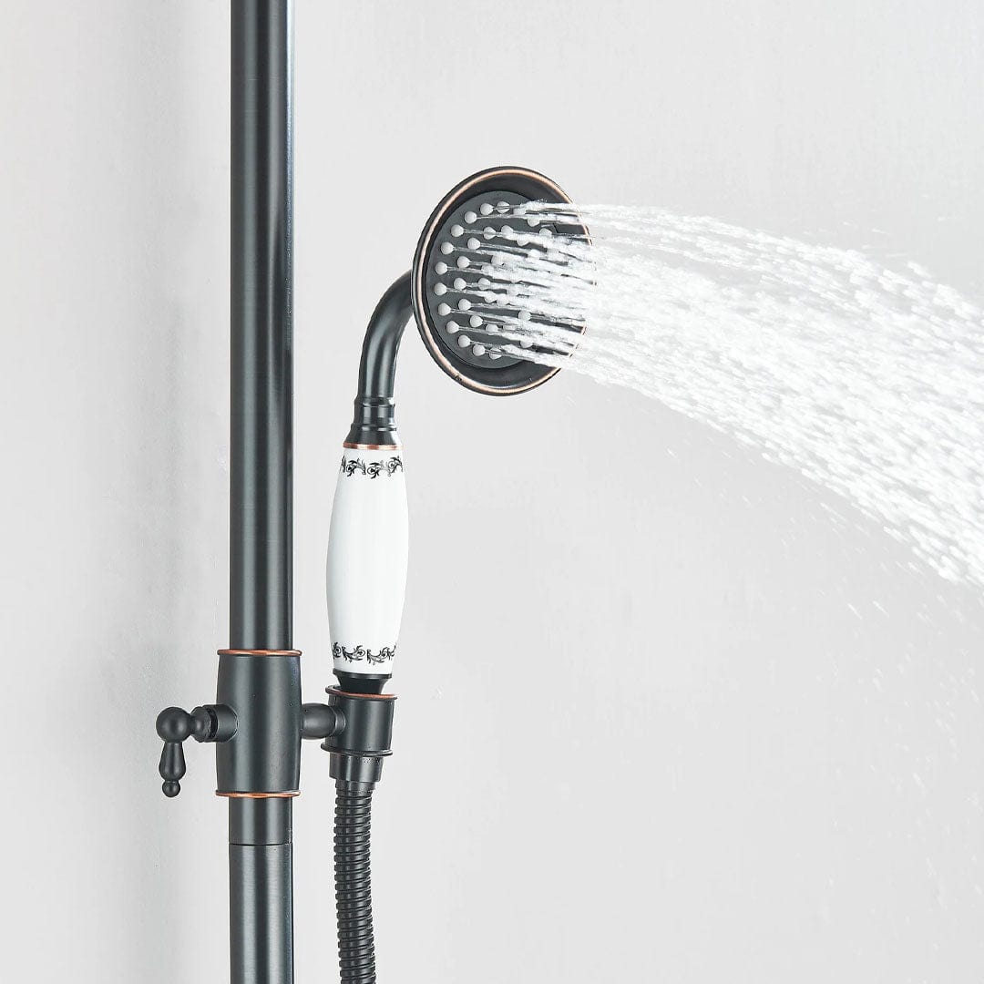 Coloana Dus, cu para rotunda si efect de ploaie, dubla comanda, negru mat, cod 1627