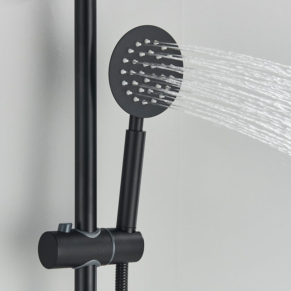 Coloana Dus cu termostat, para rotunda 20 cm si efect de ploaie, negru mat, cod 1527