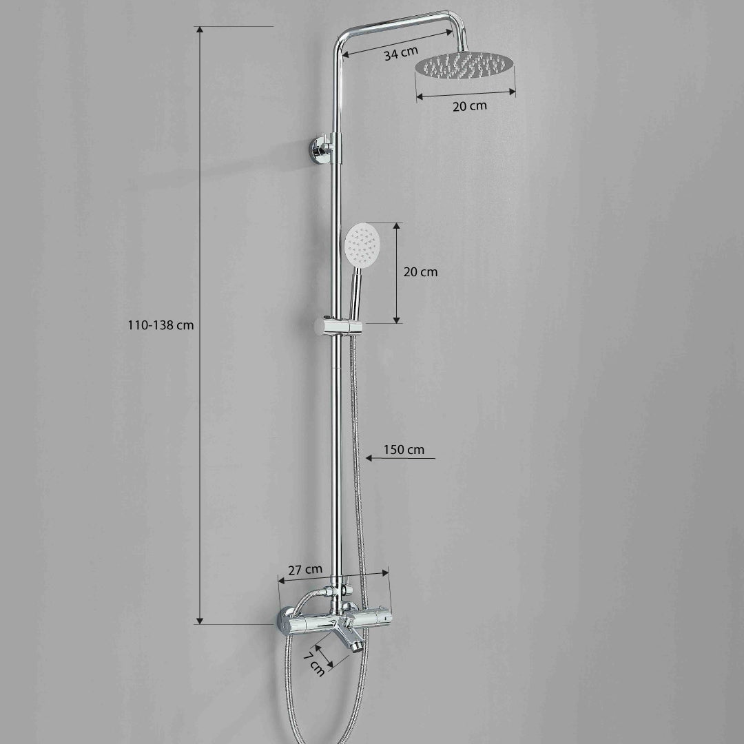 Coloana Dus cu termostat, para rotunda si efect de ploaie, argintiu cromat, cod 1326