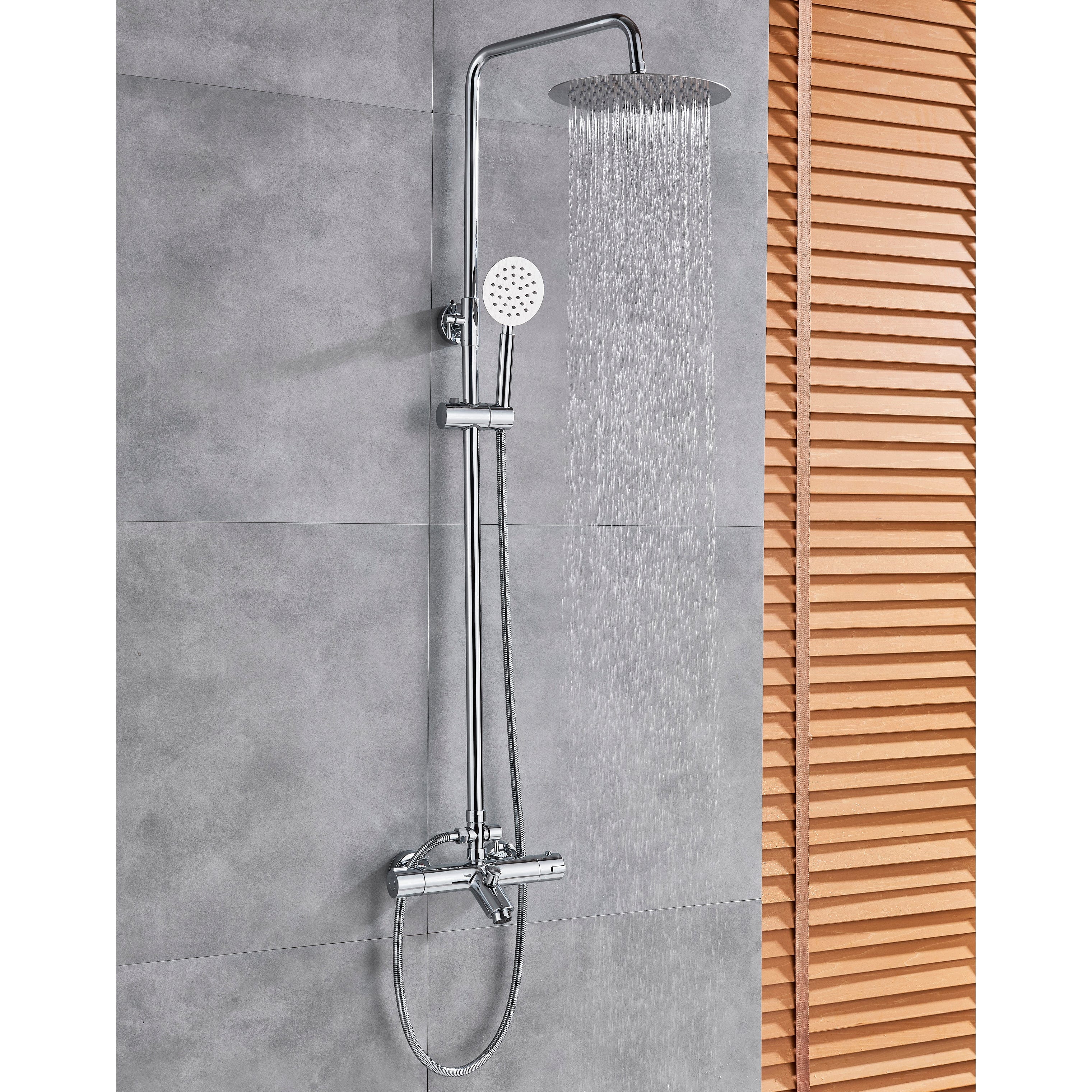 Coloana Dus cu termostat, para rotunda si efect de ploaie, argintiu cromat, cod 1326