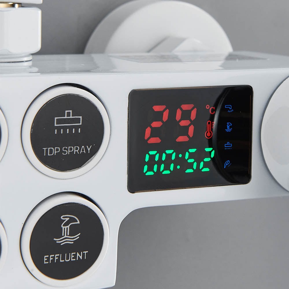 Coloana Dus cu termostat si afisaj de temperatura, alb, cu efect de ploaie, 6 functii de curgere, cod 1492